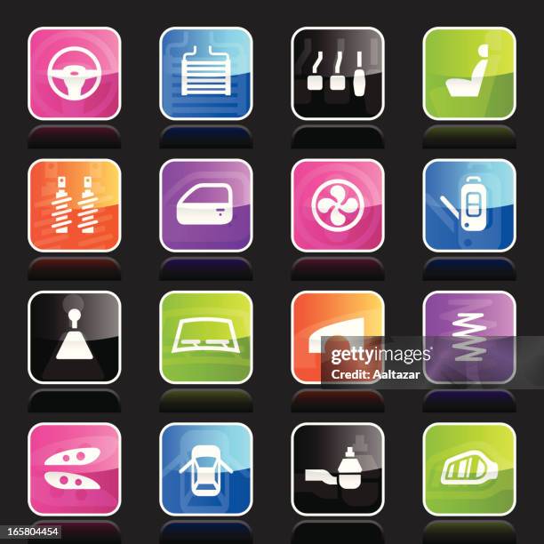 ubergloss icons - car parts - front passenger seat stock illustrations