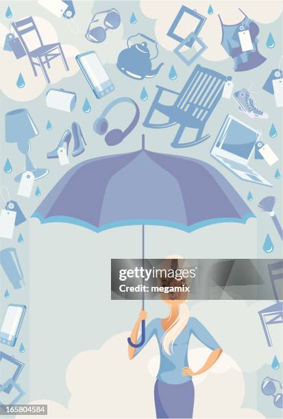 woman with umbrella. - excess product stock illustrations