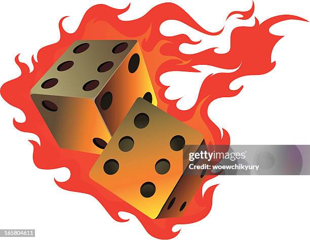 dice in fire - ace fire stock illustrations