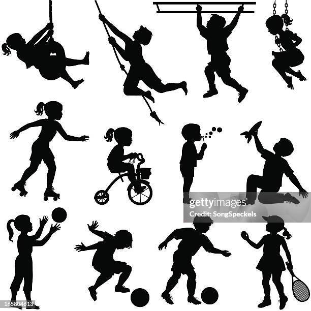 kids playing - child silhouette stock illustrations