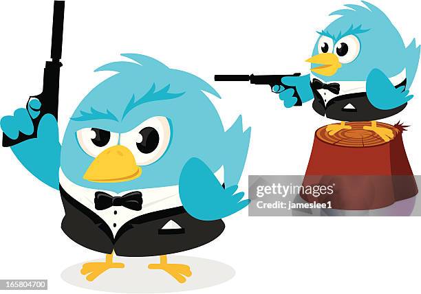 reisebüro bluebird - revolver-with-silencer stock-grafiken, -clipart, -cartoons und -symbole