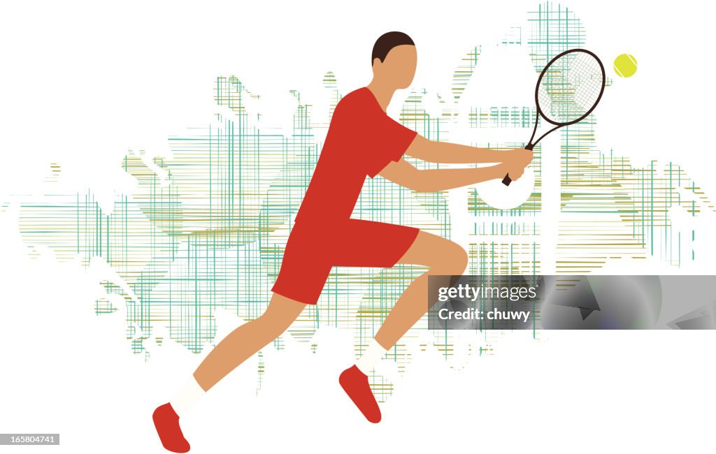 Zwei Händen Rückhand tennis player