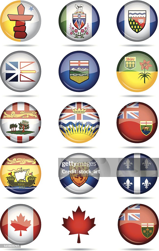 Canadian Provinces flags-buttons