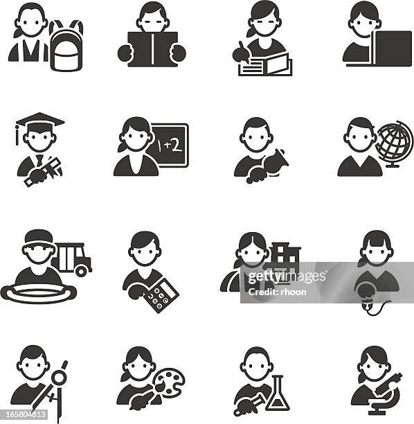 school education icons - kid experiment stock illustrations