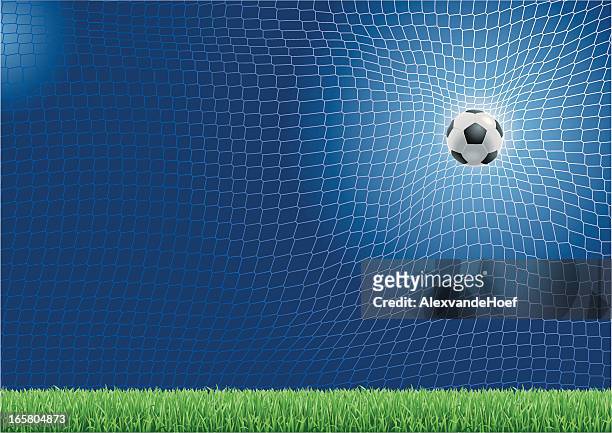 soccer ball hitting the net - 網 體育設備 幅插畫檔、美工圖案、卡通及圖標