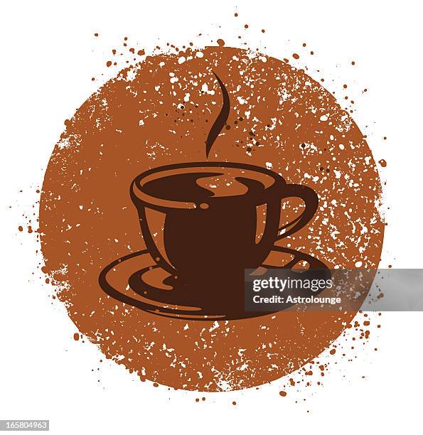 coffee cup logo on brown and white background - coffee drop stock illustrations