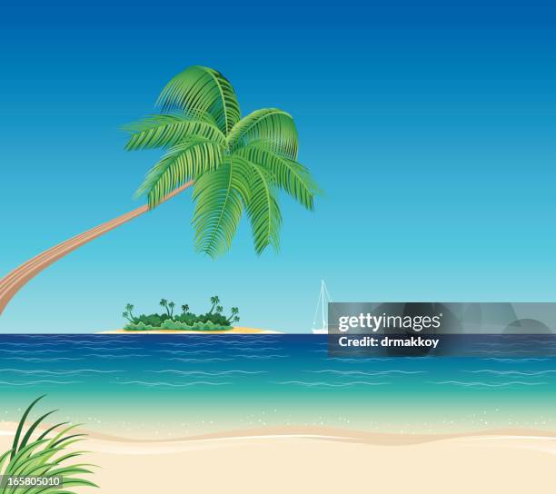 tropical beach - desert island stock illustrations