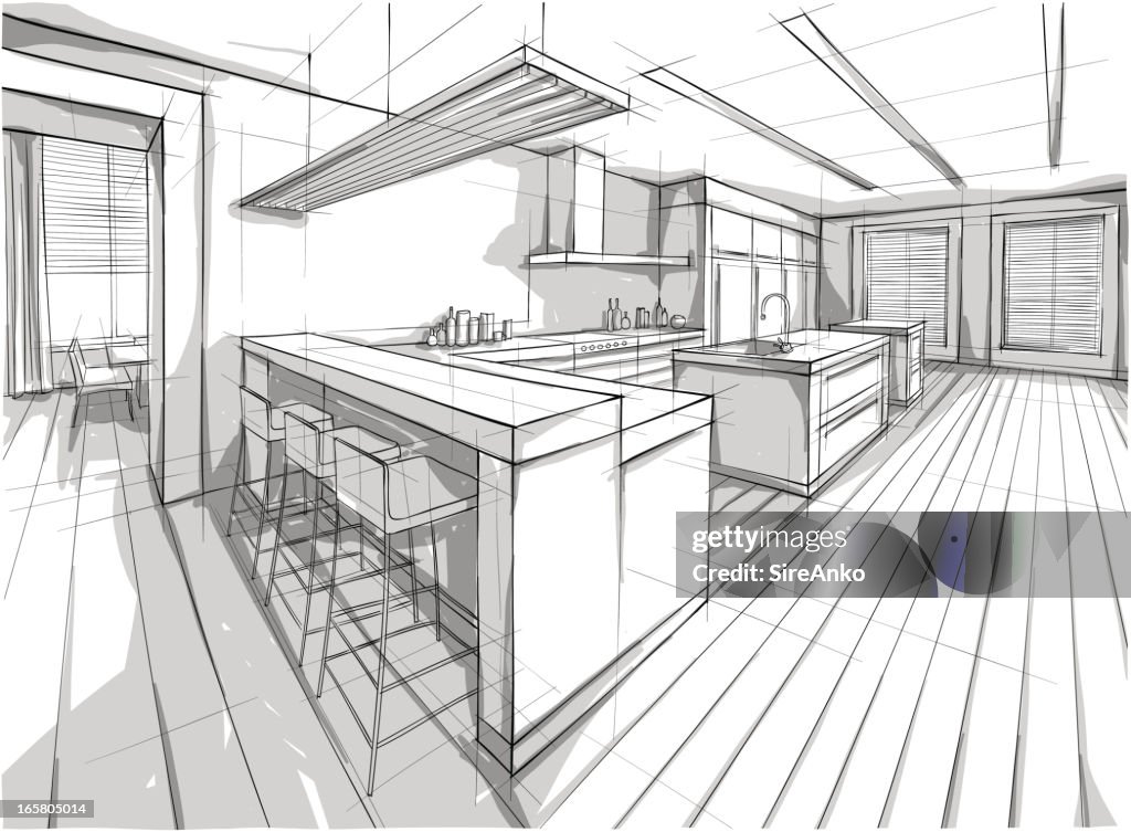 Drawing Of A Design For A Interior Home High-Res Vector Graphic - Getty ...