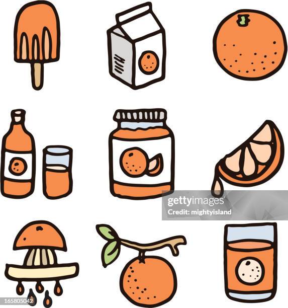 orange icon set - marmalade stock illustrations