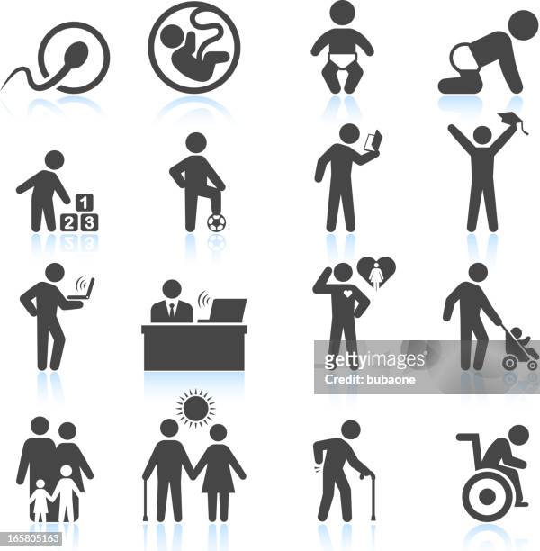 icons of life from conception to old age - disability icon stock illustrations