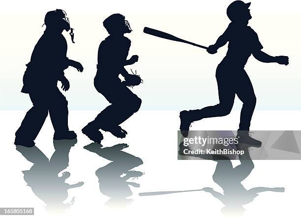 home run - baseball batter hitting or pop fly - baseball player stock illustrations