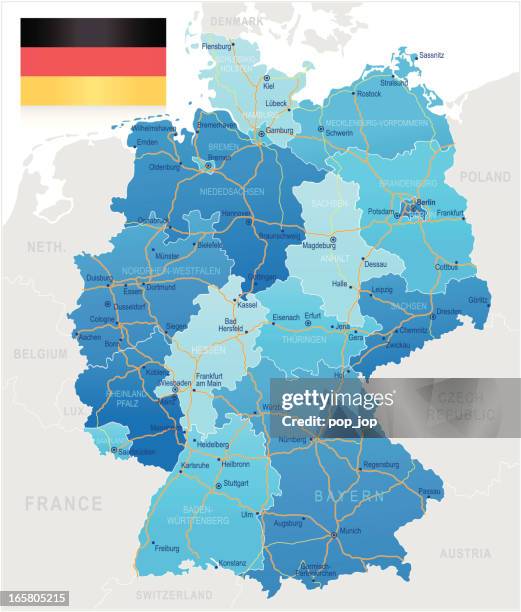 germany - road map - frankfurt main stock illustrations