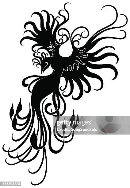 stockillustraties, clipart, cartoons en iconen met phoenix bird silhouette - phoenix bird