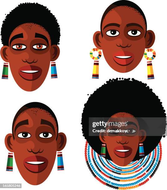 african faces - maasai vector stock illustrations