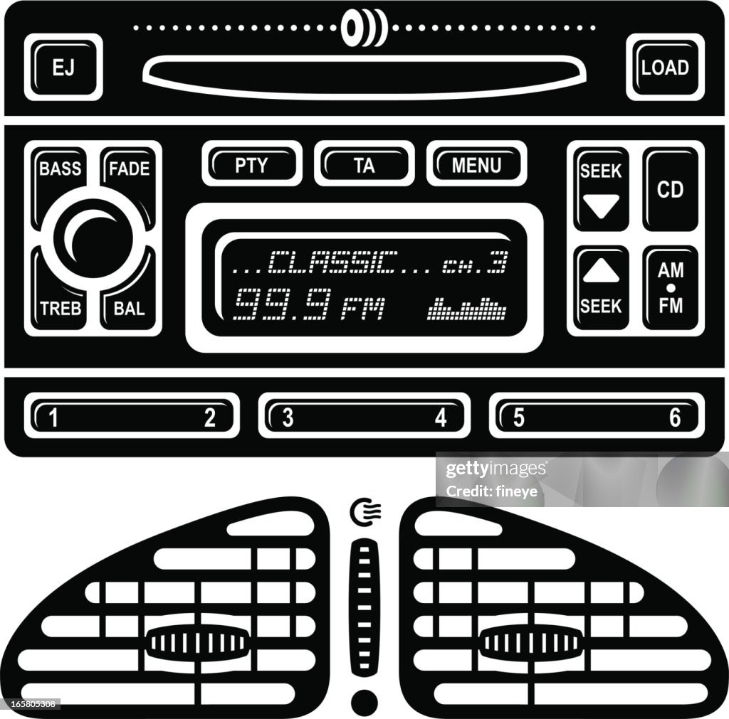 Car Radio Stereo and Air Vent Icons