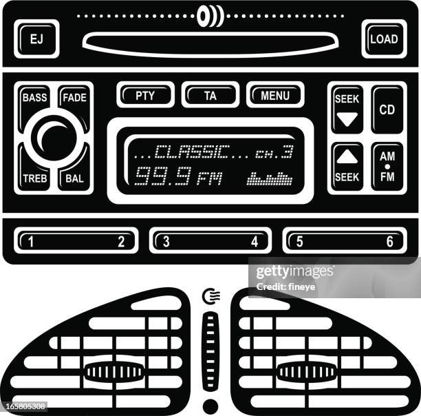 car radio stereo and air vent icons - car radio stock illustrations