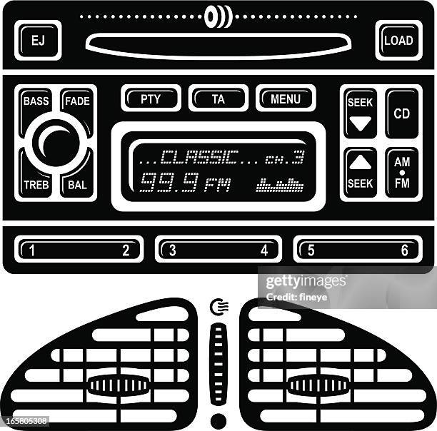 car radio stereo and air vent icons - car stereo stock illustrations