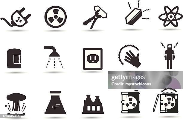 nuclear, radiation icons - nuclear explosion icon stock illustrations