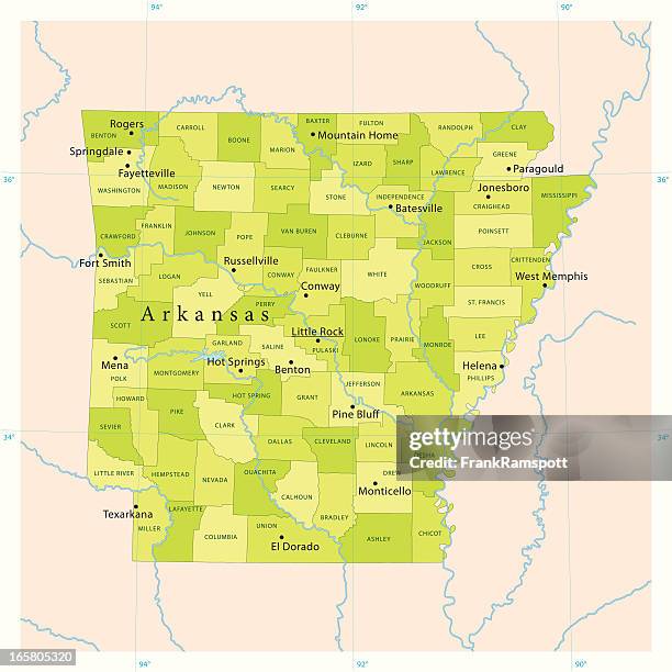 stockillustraties, clipart, cartoons en iconen met arkansas vector map - fayetteville arkansas