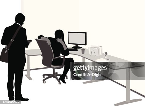PC office work Vector Silhouette PC office work Vector Silhouette