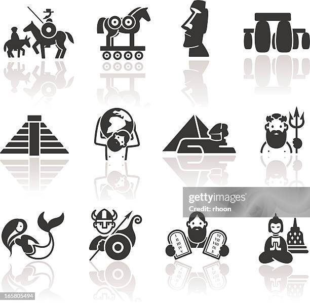 stockillustraties, clipart, cartoons en iconen met historical icons - don quixote