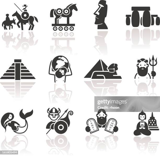 ilustrações, clipart, desenhos animados e ícones de ícones históricos - cavalo de troia