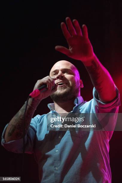 Matt Caughthran of The Bronx during their performance on stage as a supporting act for Bad Religion at Congress Theater on April 5, 2013 in Chicago,...