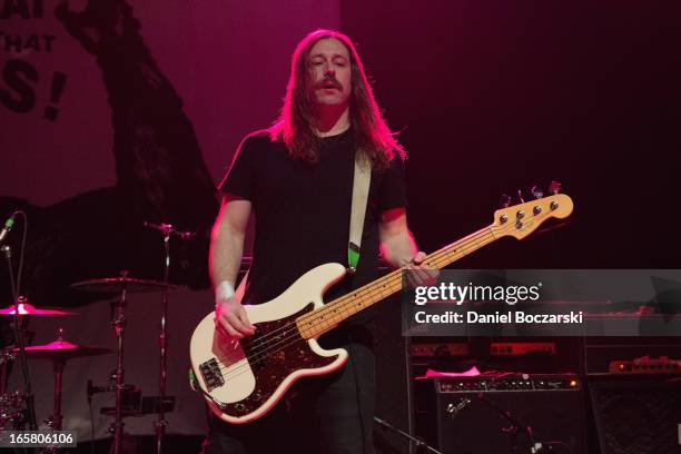 Brad Magers of The Bronx during their performance on stage as a supporting act for Bad Religion at Congress Theater on April 5, 2013 in Chicago,...