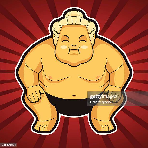 sumo - fat asian man stock illustrations