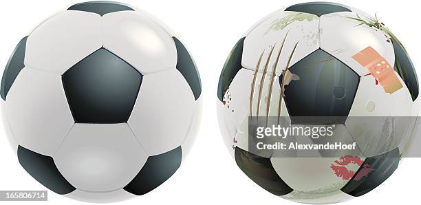 ilustraciones, imágenes clip art, dibujos animados e iconos de stock de soccer ball antes y después de la comparación - conversion sport