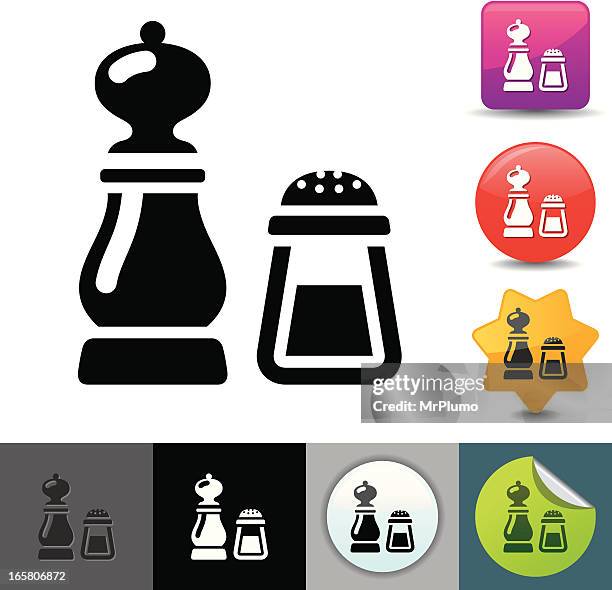 salt and pepper icon | solicosi series - salt shaker stock illustrations