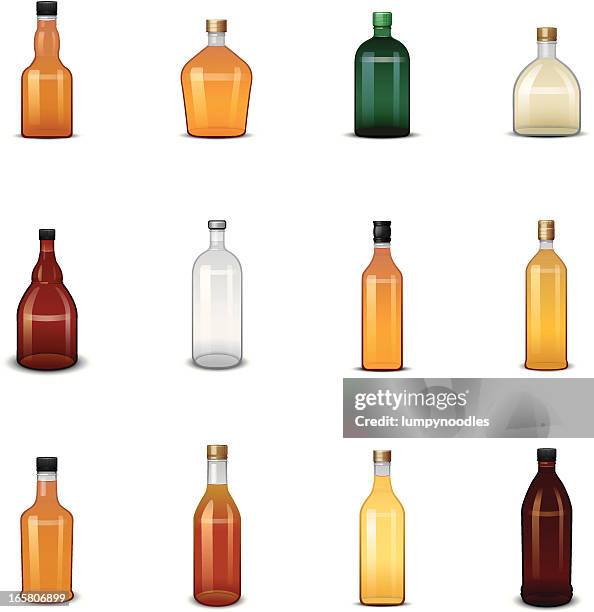 ilustraciones, imágenes clip art, dibujos animados e iconos de stock de licor iconos de botella - ron green