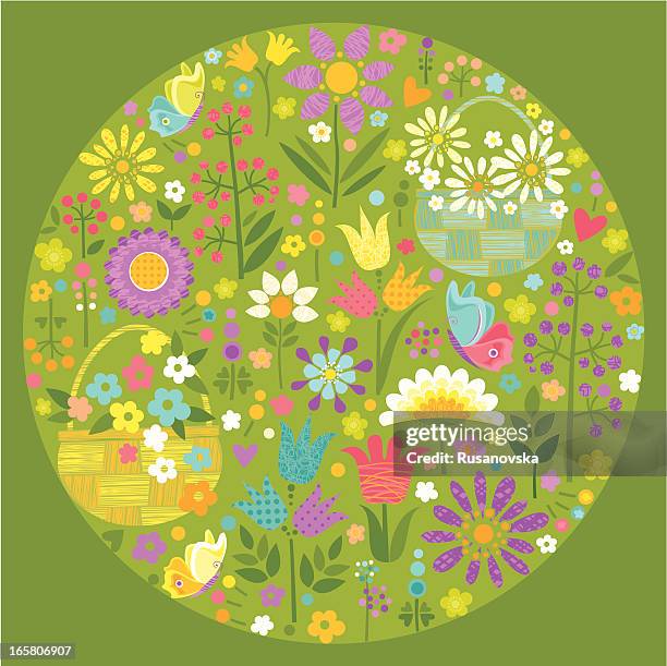 floral circle (summer time) - tulip background stock illustrations