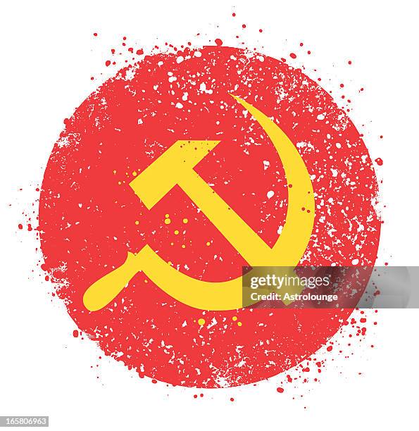 illustrazioni stock, clip art, cartoni animati e icone di tendenza di grunge simbolo unione sovietica - falce e martello