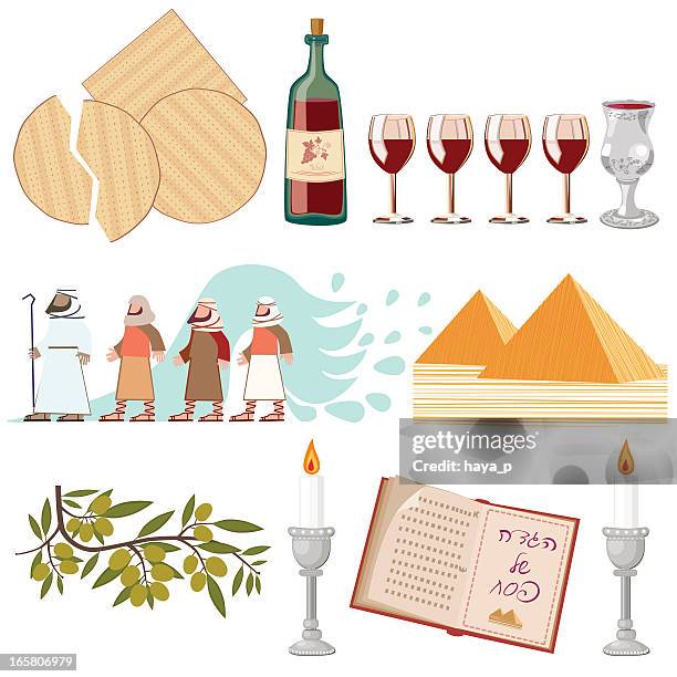 pesach symbole kollektion - passover symbols stock-grafiken, -clipart, -cartoons und -symbole