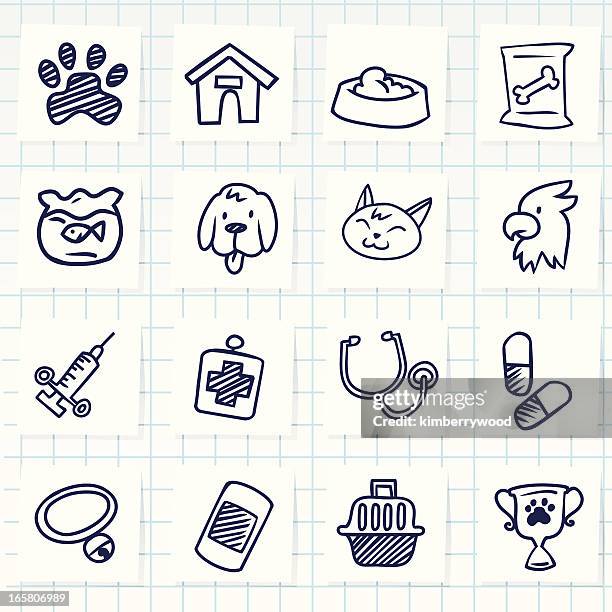 tierärztliche-symbol - doodle tiere stock-grafiken, -clipart, -cartoons und -symbole