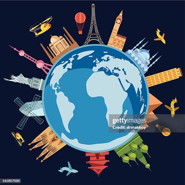 stockillustraties, clipart, cartoons en iconen met depiction of the world with countries sticking out - leaning tower of pisa