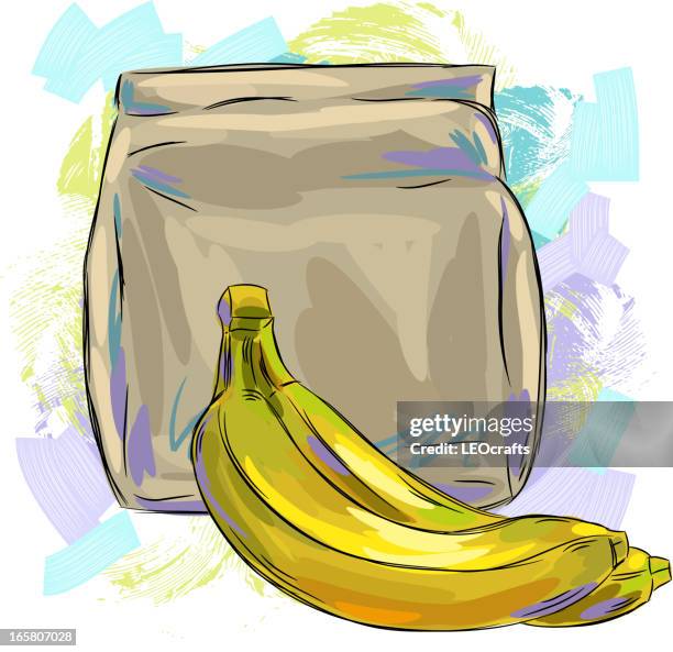 brown bag lunch - packed lunch stock illustrations