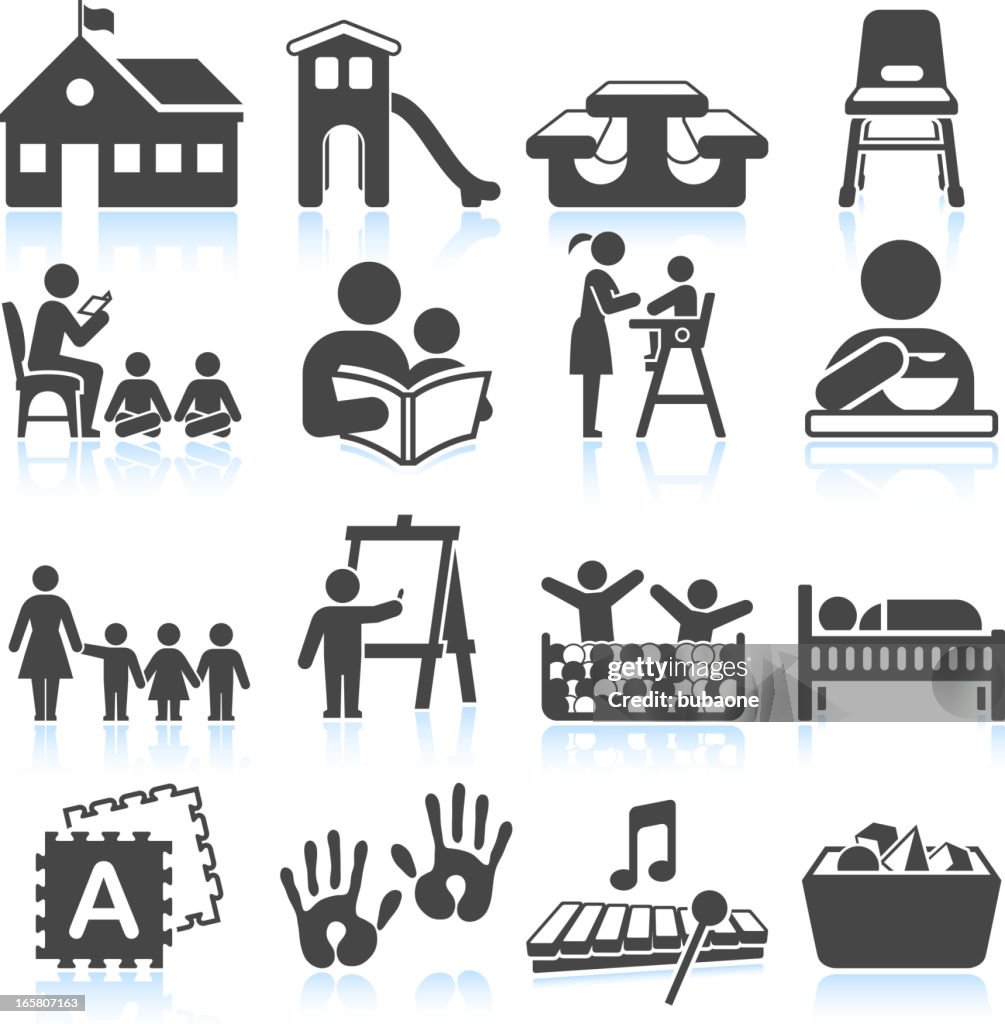 School-themed graphics on white background