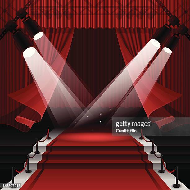 red carpet stage - hollywood stock illustrations