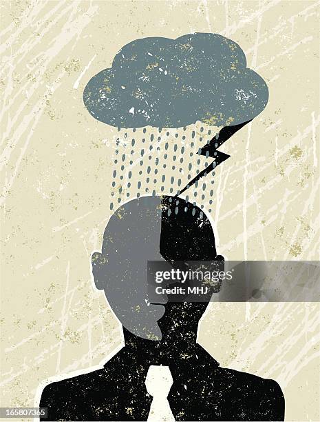 businessman under a dark cloud - pessimisme stock illustrations