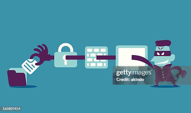 stockillustraties, clipart, cartoons en iconen met vector graphic of cartoon computer hacker - social deviance