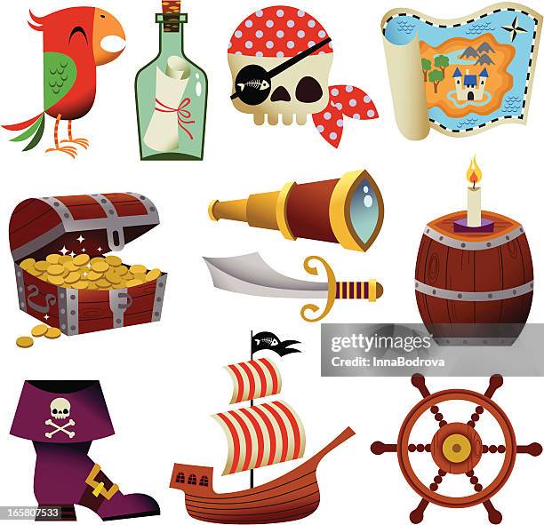 pirate icons. - pirate flag stock illustrations