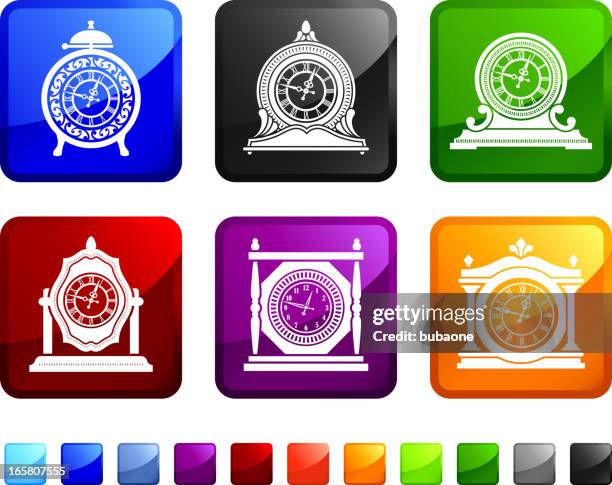 antique clock royalty free vector icon set stickers - daylight saving time stock illustrations