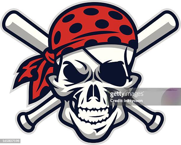 bildbanksillustrationer, clip art samt tecknat material och ikoner med pirate mascot baseball - scarf