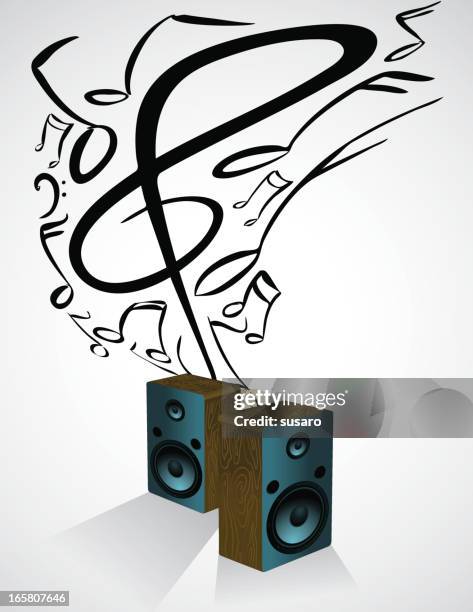 speaker music notes - quarter note stock illustrations