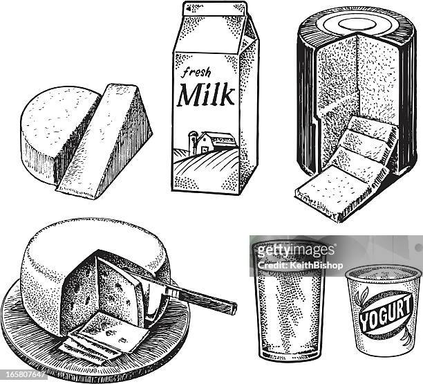 illustrations, cliparts, dessins animés et icônes de produits laitiers-lait, fromage, yaourt - boisson en brique