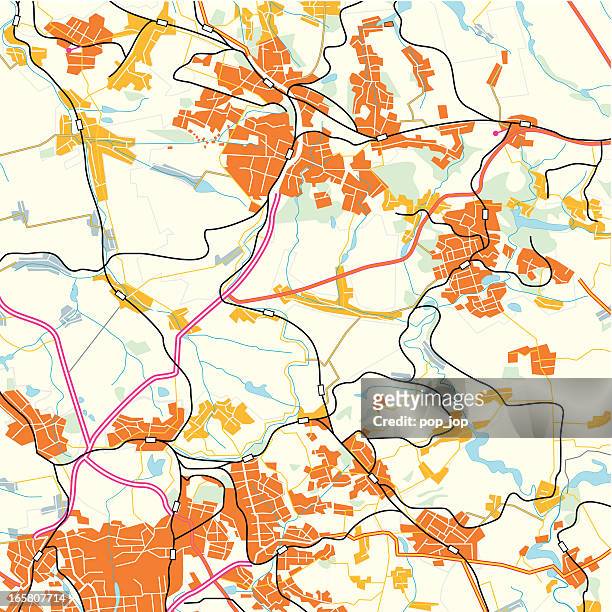 stockillustraties, clipart, cartoons en iconen met colored map of roads and highways - generic location