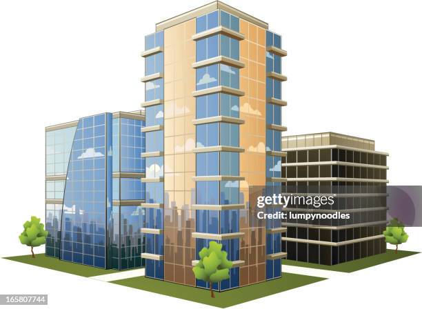 office park - office complex stock illustrations