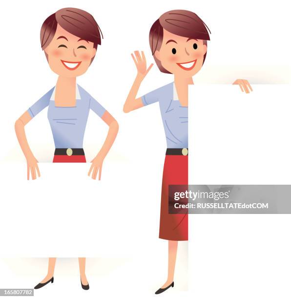 standing women with banners - administrator portrait stock illustrations